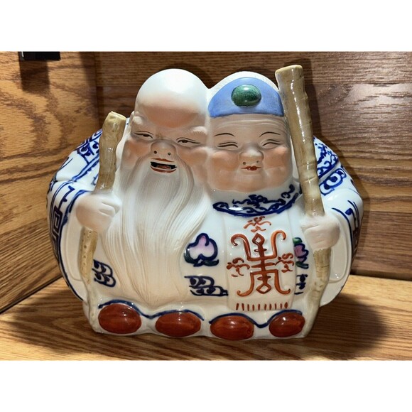 Sau Seng Kong & Sau Seng Poh Figurine Chinese Gods of Longevity Porcelain Statue